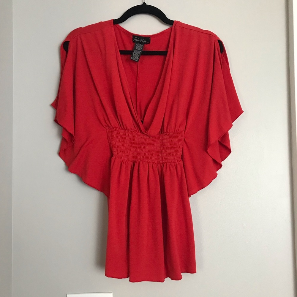 Y2K Cinched Waist Boho Blouse